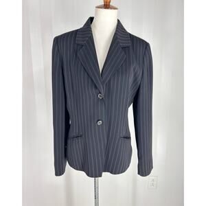 ANNE KLEIN Women’s Black Pinstripe Blazer Sz 10